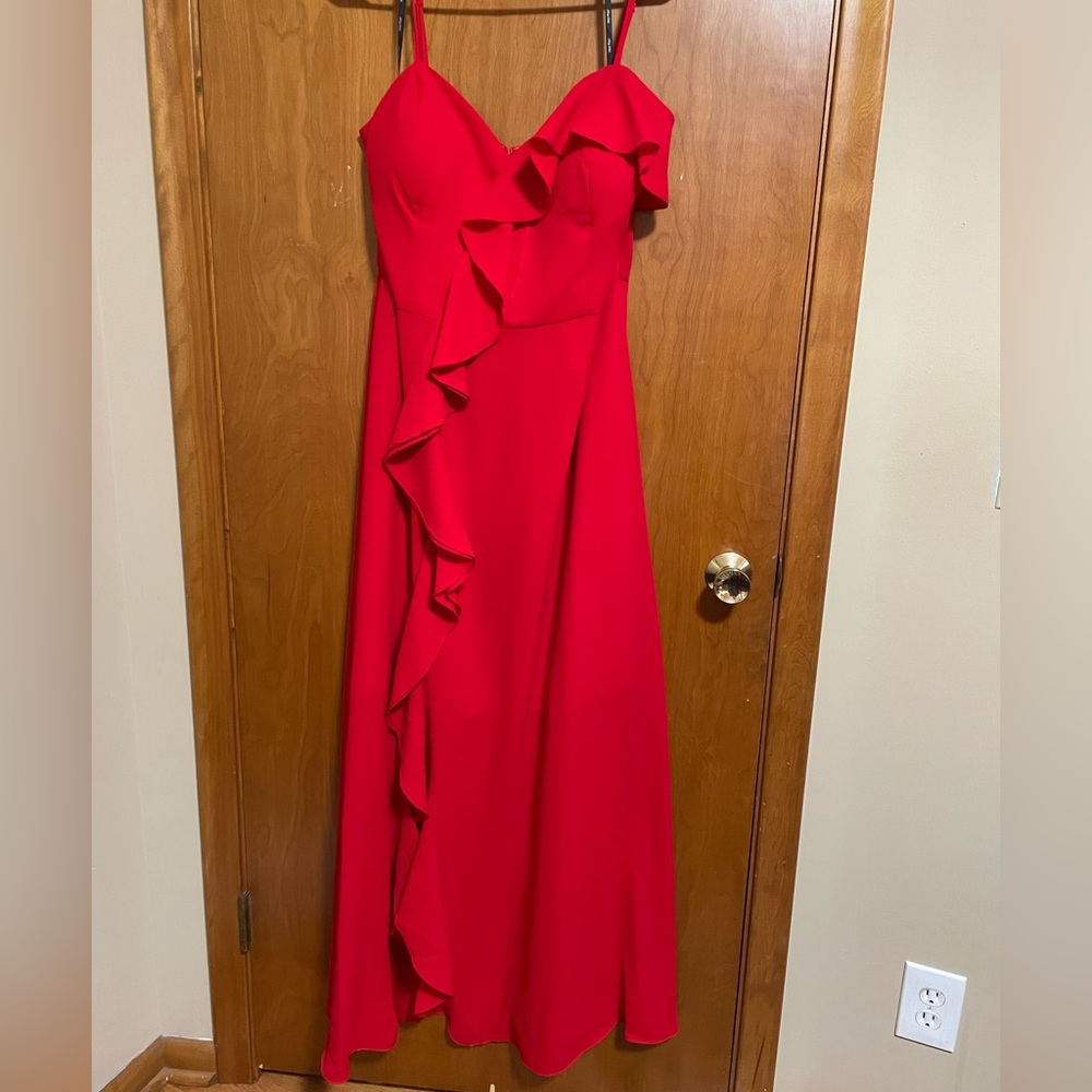 City chic xs red gown. Worn once. Has slit.